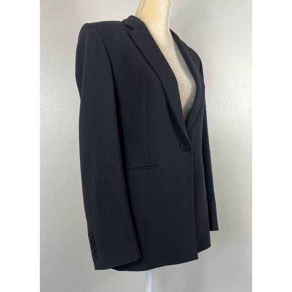 Theory Crepe Power Jacket Black Blazer Size 8 Professional Career Office - Picture 8 of 11